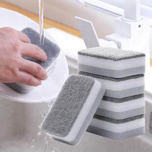 White Dishwashin Thickened and Pads for Scouring Gray Sponge