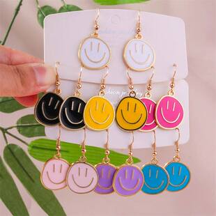 Face Drop Earrings Fashion Women Smile for Girls Colorful