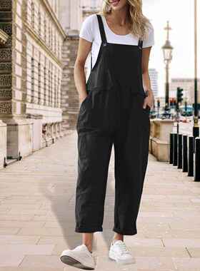 Women's long bib pants, suspender pants, jumpsuit pants