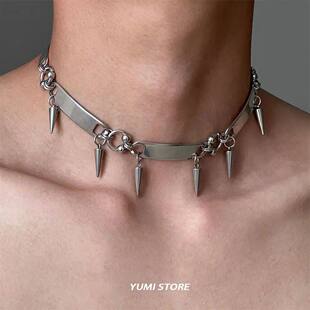 Choker For Metal Steel Collar Punk Rivet Woman Titanium Man