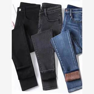 winter jeans 女裤 pants warm waist high stretch velvet Women