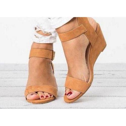 open toe Cork heels sandals 欧美楔型凉鞋 8711出口出国跨境用
