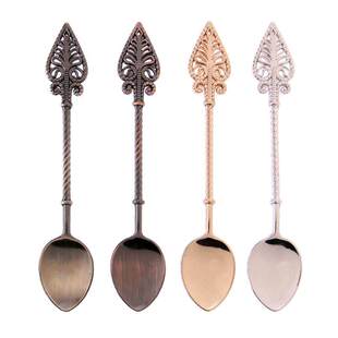 4pcsset Alloy Sets Snac Zinc Spoons Style Royal Vintage Tea