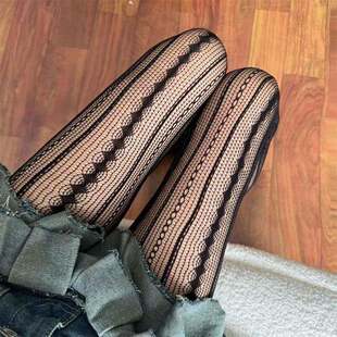 Lace Fishnet Wine Stripes Red White and Woman Sexy Stockings