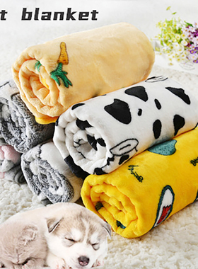 Soft flannel pet dog blanket cartoon print cat and dog bed s