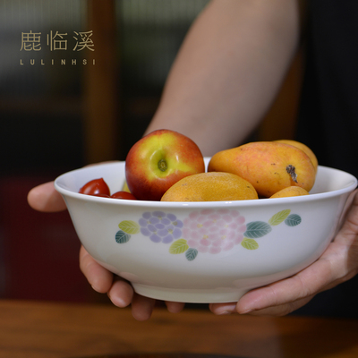 鹿临溪景德镇陶瓷餐具手绘釉下彩大汤碗高白瓷大面碗家用面盆果盘
