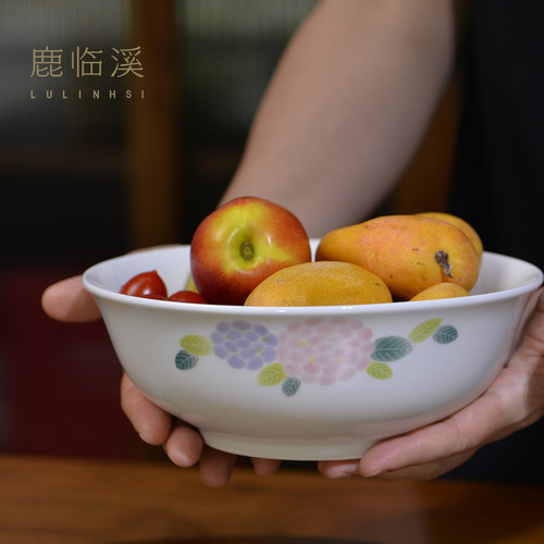 鹿临溪景德镇陶瓷餐具手绘釉下彩大汤碗高白瓷大面碗家用面盆果盘
