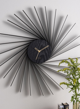 荷兰KARLSSON新款Helix挂钟68厘米木质大时钟简约现代风进口钟表