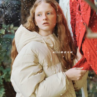 限时特价 韩国代购 cluny 时尚保暖 百搭连帽 面包休闲短款羽绒服