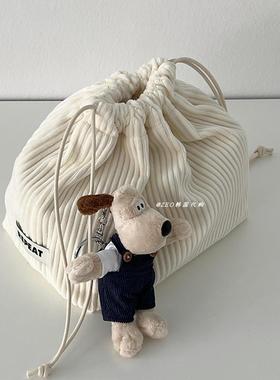 ZEO 韩国正品代购 REPEAT 灯芯绒抽绳束带收纳小袋 大容量化妆包