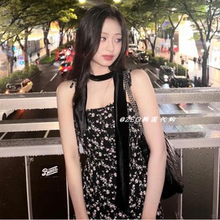 韩国代购 Babymonster郑雅娴同款 notyourrose可爱碎花吊带连衣裙