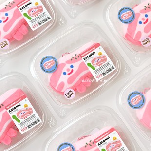 韩国代购 recorder factory 可爱培根五花肉毛绒包挂件钥匙扣挂链