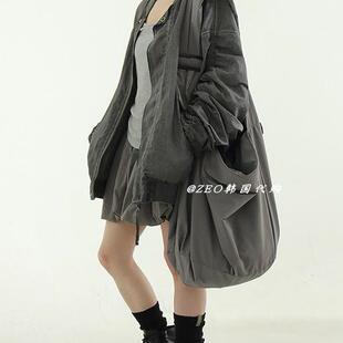 ZEO 韩国代购 Localmansion 休闲超大号宽背带大容量单肩斜挎背包