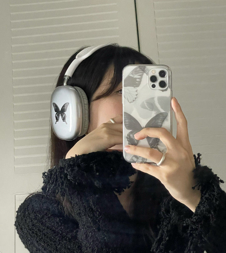 韩国代购 官网正品 ins小众设计 简约蝴蝶透明手机壳 AirPods Max头戴式耳机套 苹果iPhone15保护壳