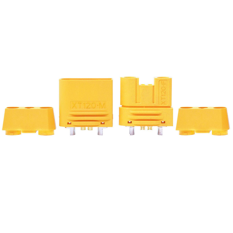 Amass航模无人机连接器 XT120(2+2)-F母头带信号针锂电池香蕉插头