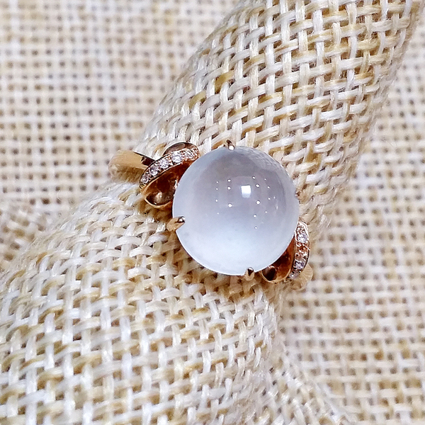 特价包邮18K玫瑰金镶天然A货冰种翡翠配钻石戒指女戒00128902_18K金镶嵌