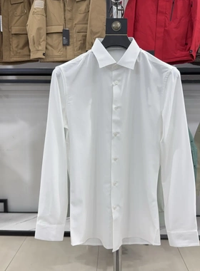 【H家】商务休闲尖领长袖衬衫男白色修身百搭通勤衬衣职场3Y045A
