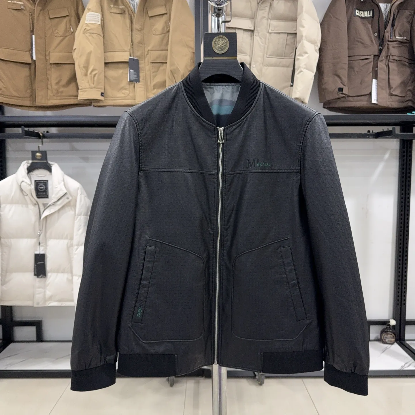 【雅家】专柜余单！休闲棒球领PU皮防风夹克秋百搭外套潮23JB001,男装,夹克,淘宝优惠券,粉丝福利购,淘宝优惠卷