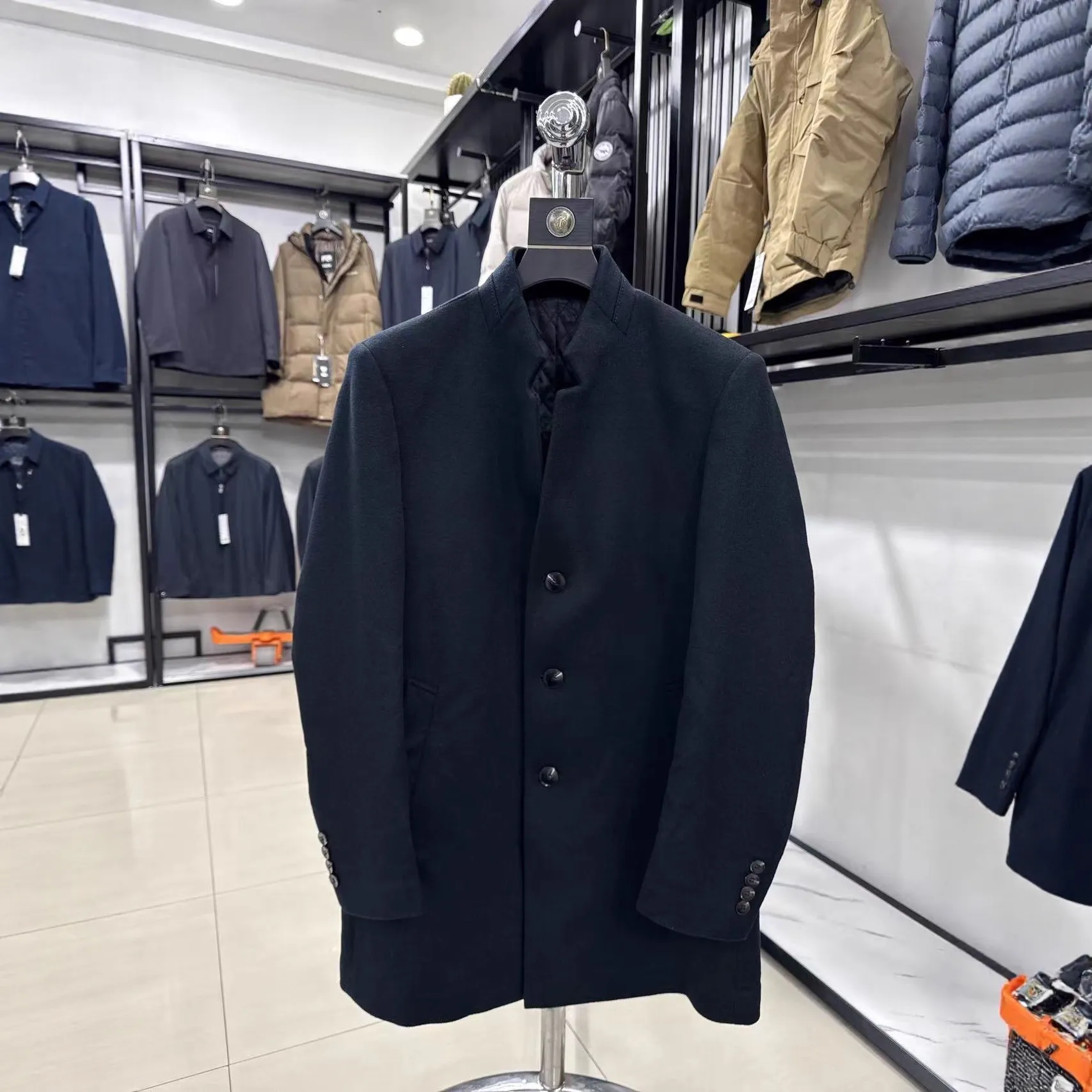 【H家】89绵羊毛+11蚕丝！超值款！秋冬加厚男保暖立领中长4R035A