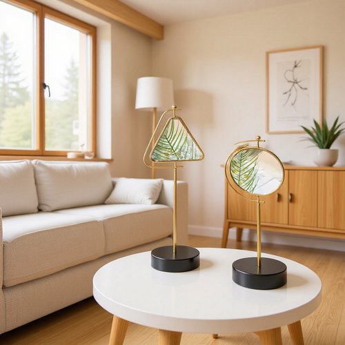 跨境热销简约金属镜子创意桌面铁艺摆件感办公室卧室化妆镜