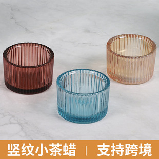 跨境电商 透明水晶烛台创意彩色玻璃蜡烛台香薰蜡烛杯diy烛台