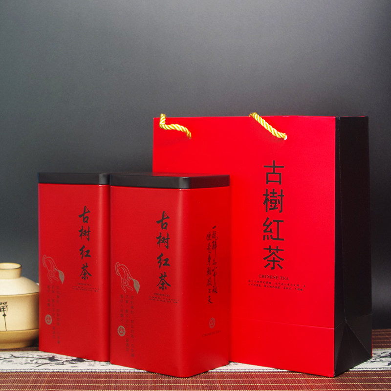 云南凤庆古树老树红茶铁盒散装包装空盒子滇红茶红色250g半斤套装图片