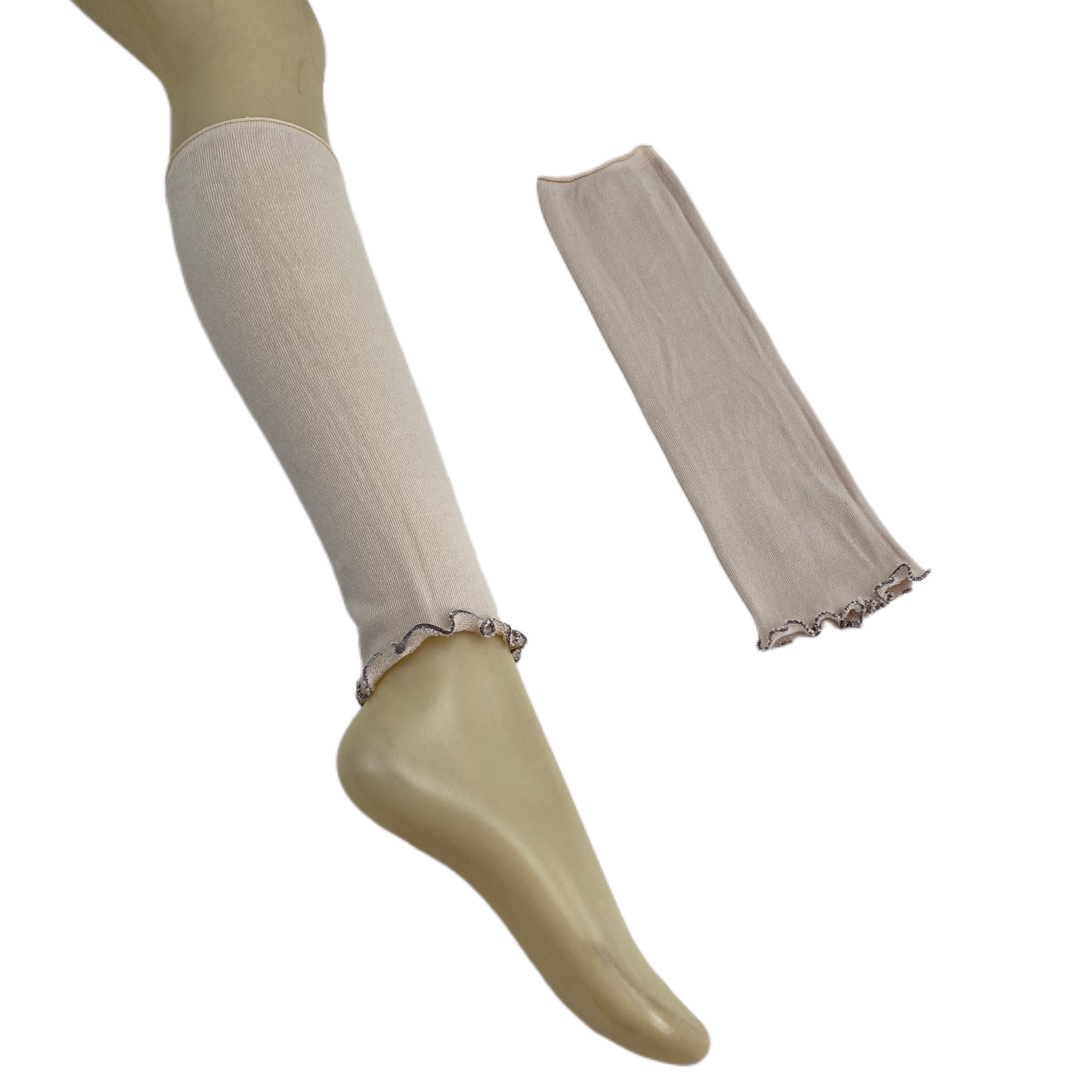 日系 春季新款杏色卷边木耳款女士护膝长筒袜套,女士内衣/男士内衣/家居服,长筒袜,淘宝优惠券,粉丝福利购,淘宝优惠卷