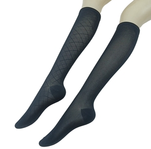 夏季 丝袜不易掉显瘦菱格黑透肤小腿丝袜女 薄款