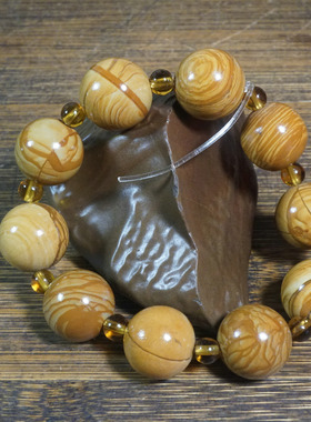 6092号 新疆哈密国画泥石手链 花泥石手串 18mm