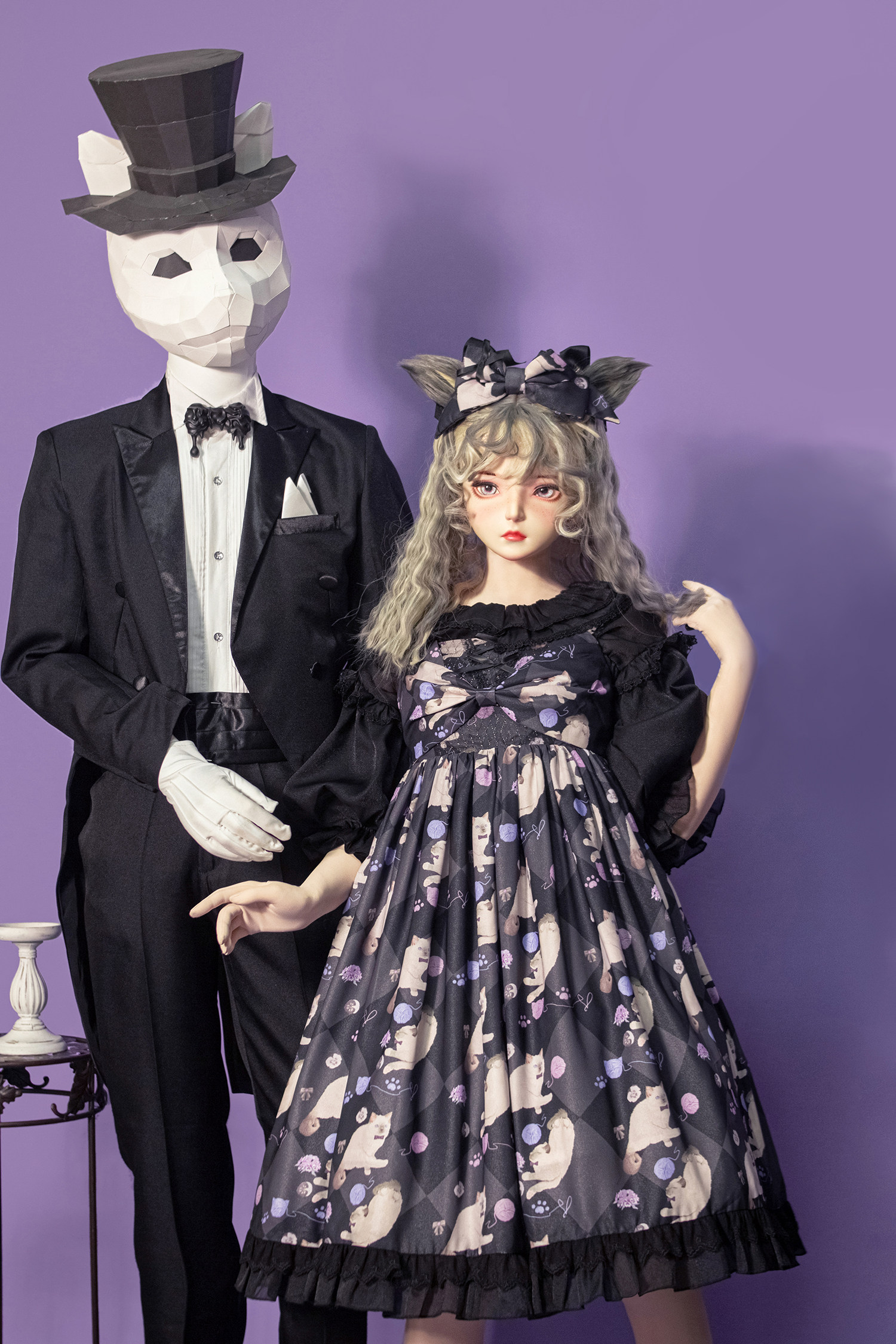 柠檬清唱曲lolita原创设计喵喵线团jsk 高腰猫耳设计 售完展示