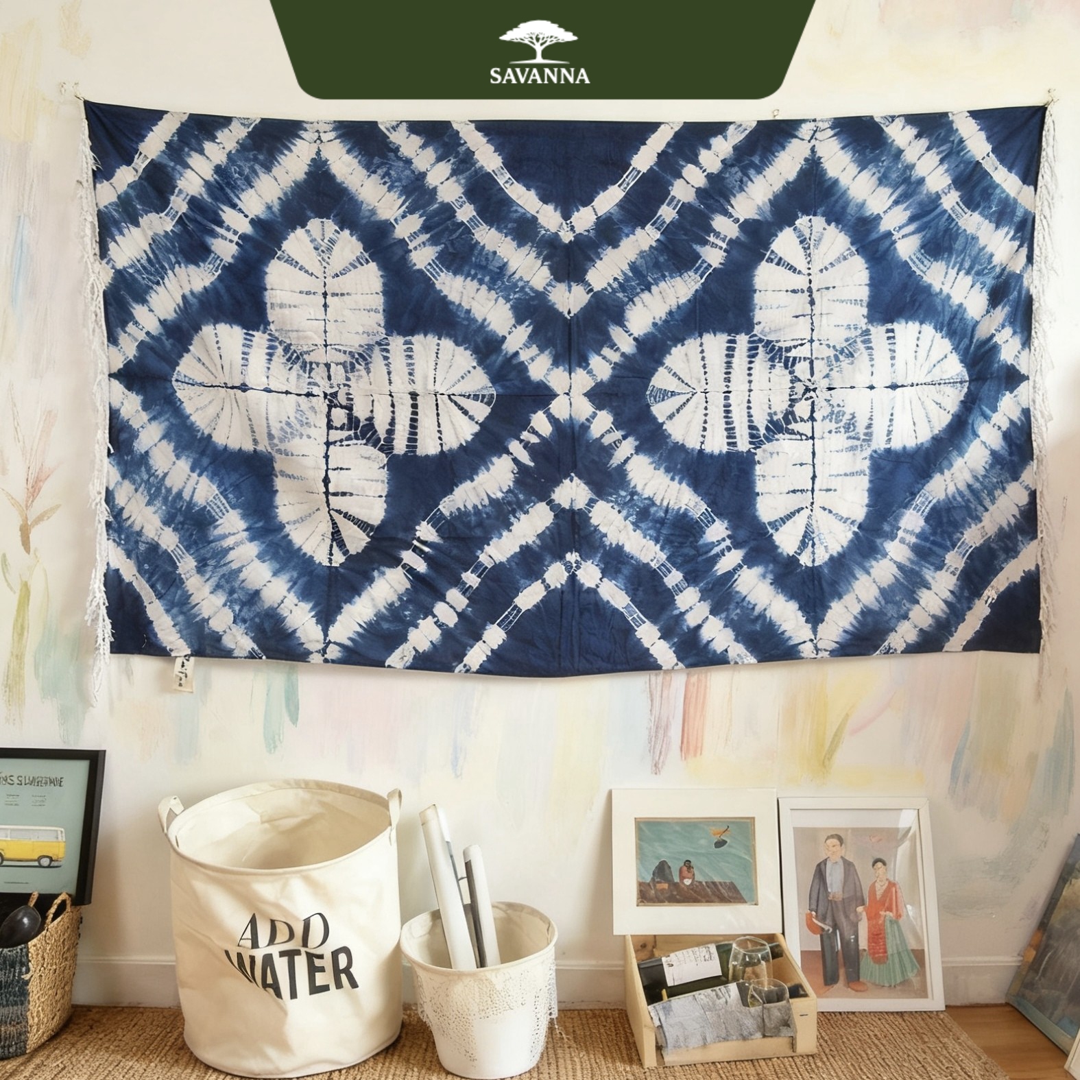 印度进口手工蓝染草木染挂布