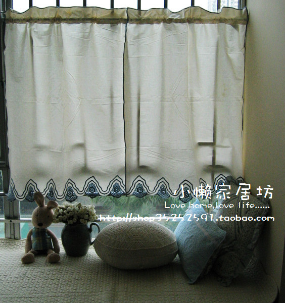外贸出口原单纯棉两片式多色半帘