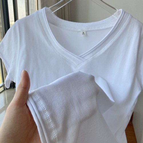 Весенняя летняя базовая футболка, в корейском стиле, короткий рукав, оверсайз, свободный крой, V-образный вырез