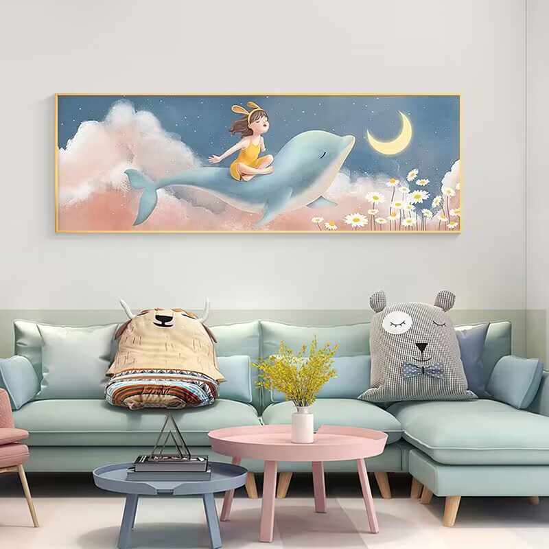 特惠卡通动漫儿童房装饰画房间墙壁男孩女孩可爱创意卧室床头挂画