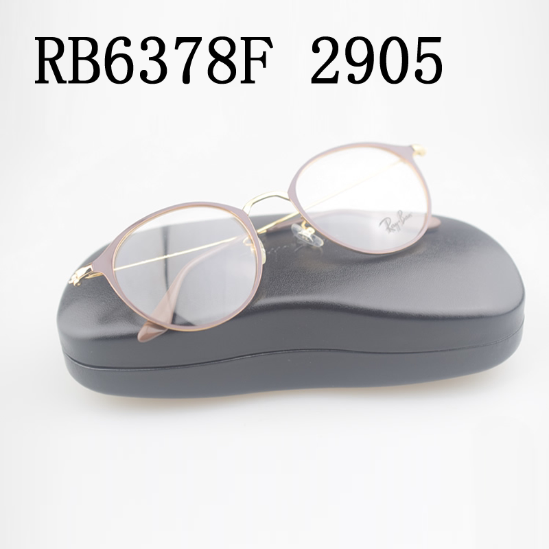 近视眼镜架金属框圆框男女士款RB6378F 2905咖啡色可配近视眼睛片