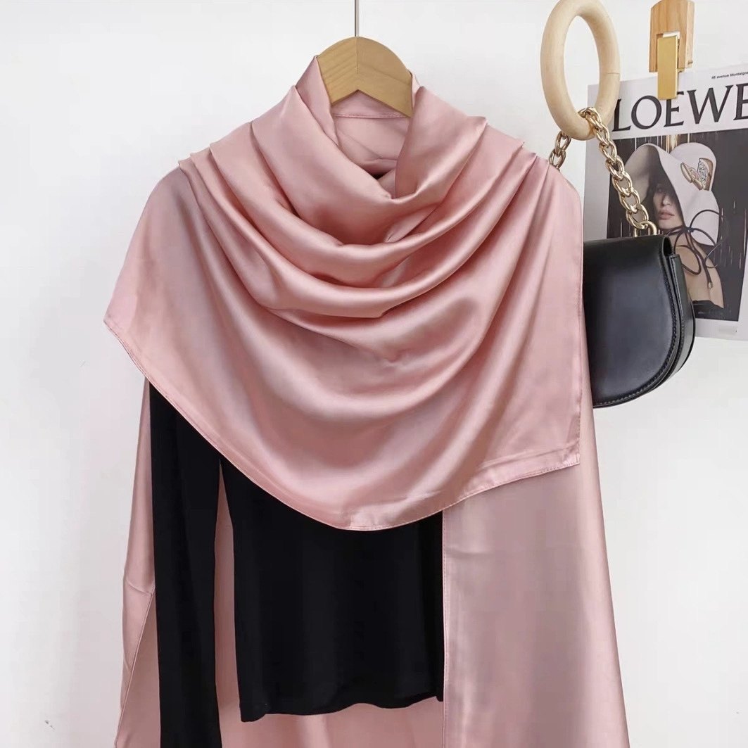 纯色真丝巾女春夏单色百搭防晒披肩薄秋冬时尚洋气围巾纱巾长款