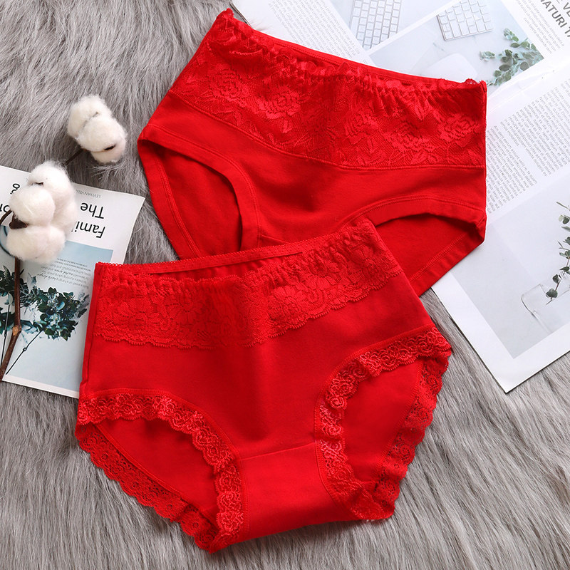 马年本命年大红色内裤女士蕾丝边纯棉100%全棉裆抗菌中腰三角短裤,女士内衣/男士内衣/家居服,女三角裤,淘宝优惠券,粉丝福利购,淘宝优惠卷