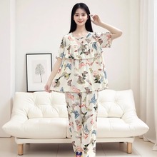 短袖睡衣女款夏季2025新款不带胸垫莫代尔大码女士可外穿家居服
