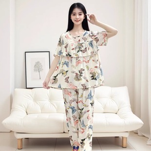 不带胸垫莫代尔大码 短袖 2025新款 睡衣女款 女士可外穿家居服 夏季