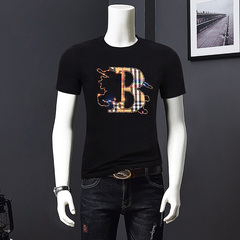 Men's laser hot brick short sleeve fashion brand T-Shirt Large Men's