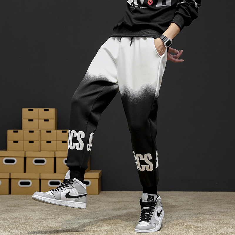 Spring and autumn men's trend leisure sports pants printed boy's small foot Harem Pants