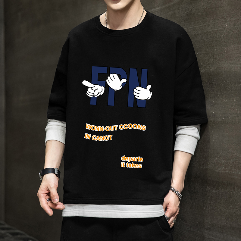 Autumn new men's loose large Pullover Sweater personality long sleeve fashionable men's wear