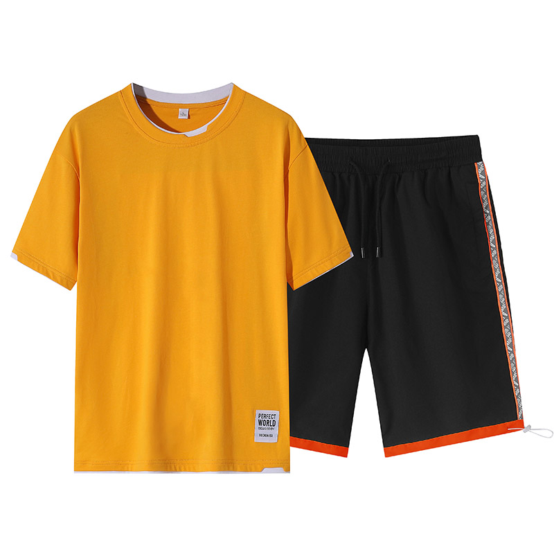 男T恤五分褲短褲男潮夏運動休閒寬鬆跑步短袖套裝