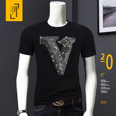 High quality men's hot brick short sleeve fashion brand T-Shirt Large Men's deep stock