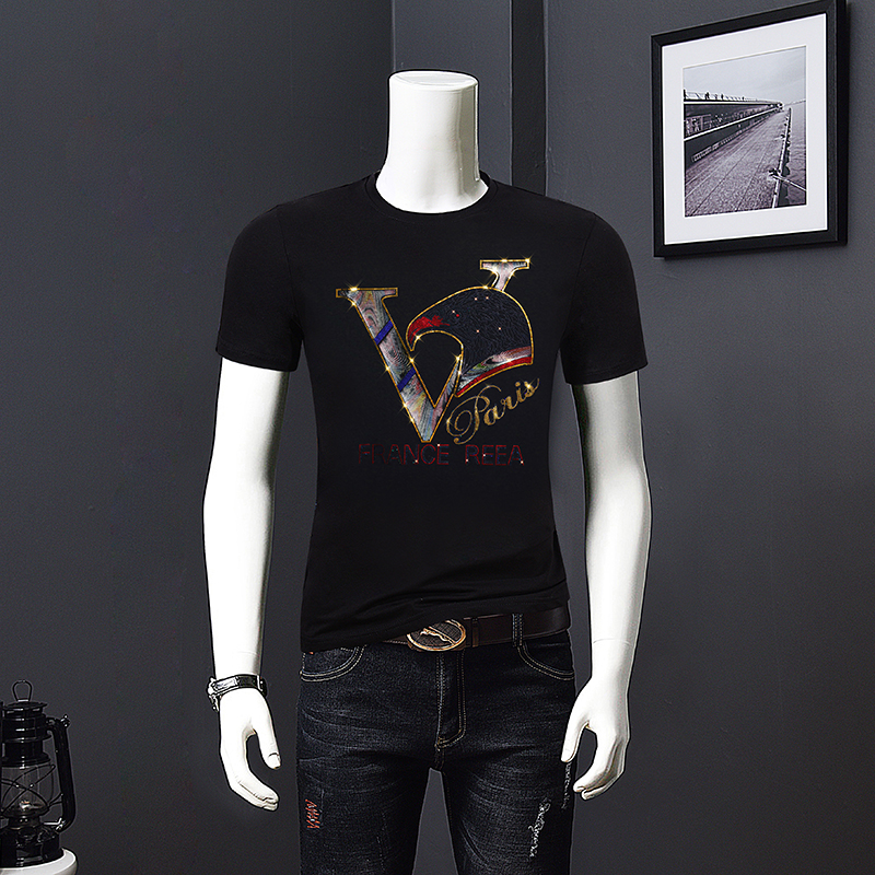 Men's hot brick short sleeve fashion T-shirt large men