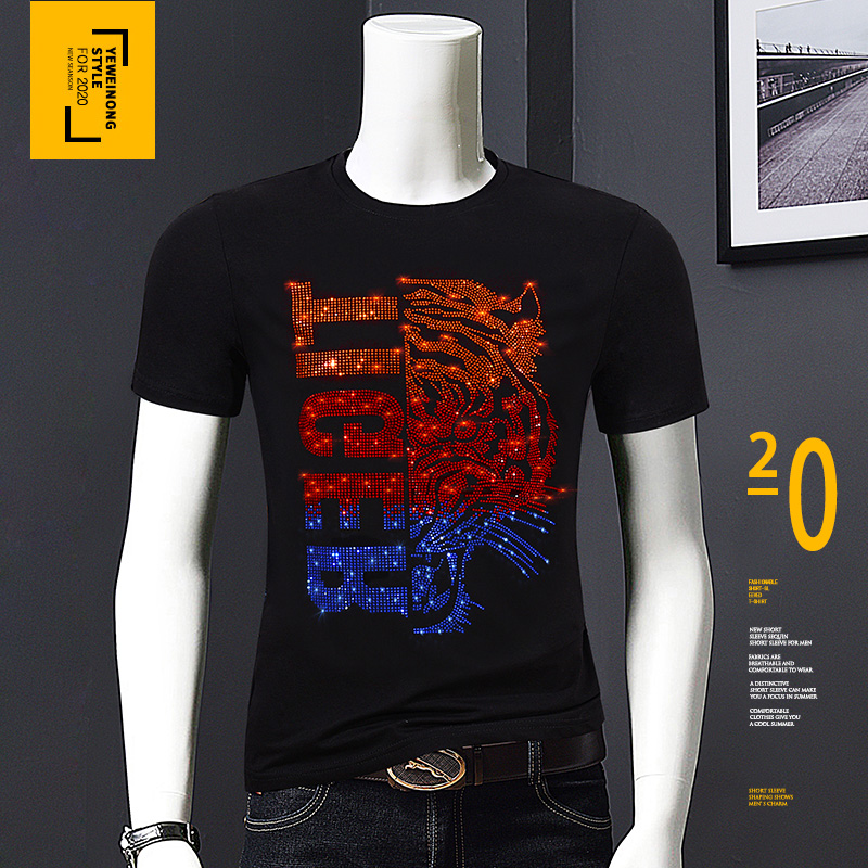 High quality men's hot brick short sleeve fashion brand T-Shirt Large Men's deep stock