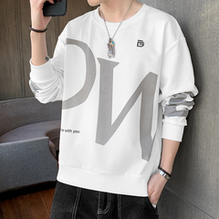 Spring new men's trend printed Pullover Sweater casual long sleeve printed top