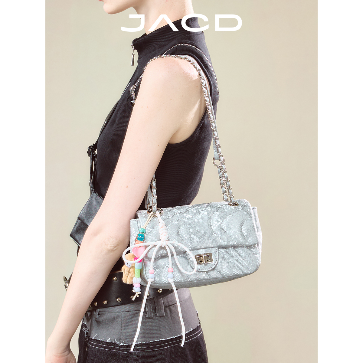 JACD【银河沙】银色腋下包高级感包包女2025新款链条包单肩斜挎包