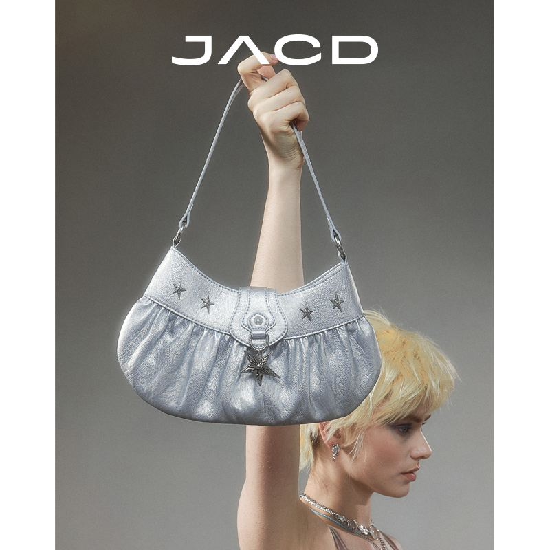 JACD辣妹银色腋下包包女2025新款夏天高级感马鞍包单肩斜挎包女包