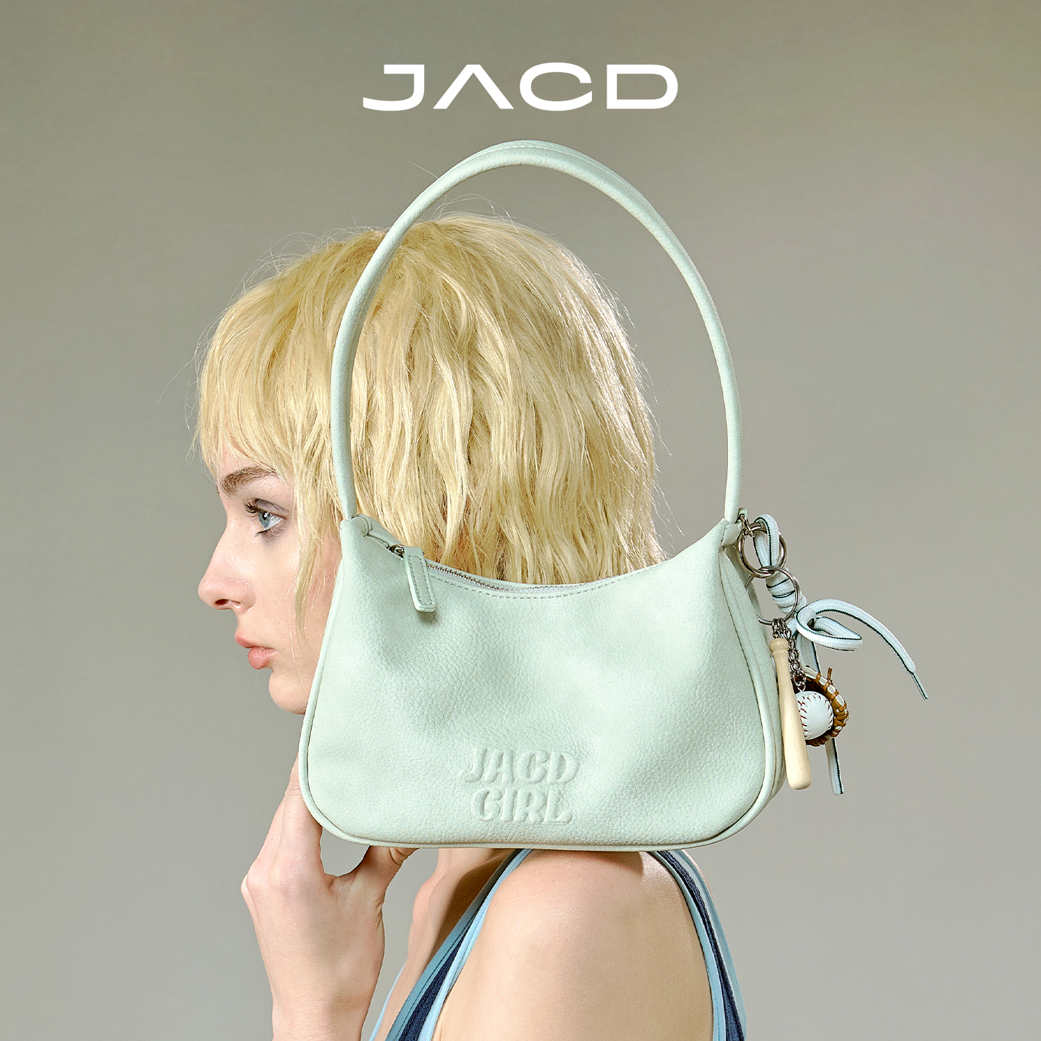 JACD原创薄荷绿包包女式2025新款夏天月牙包单肩手提包女包腋下包